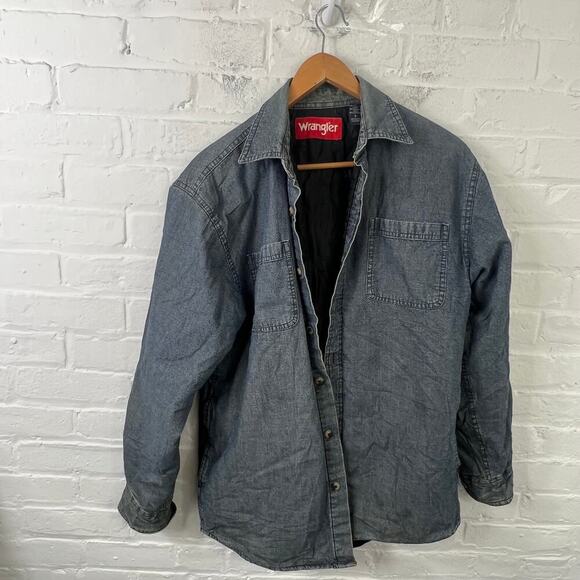 Wrangler Men's Front Button Shirt Jacket Long Sleeve Collared Neck Gray Size S - Picture 1 of 6